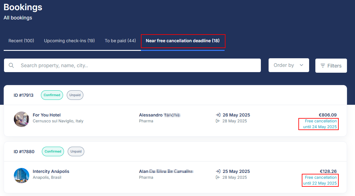 View your upcoming free cancellation bookings 2.PNG